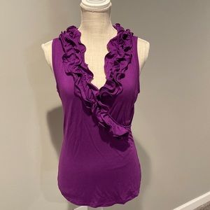 IZ Byer Ruffle Neck Cross Over Tank Size: L